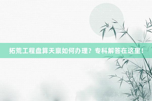 拓荒工程盘算天禀如何办理？专科解答在这里！