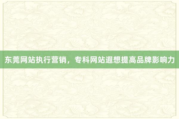 东莞网站执行营销，专科网站遐想提高品牌影响力